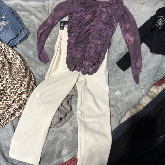 Cozy Sherpa Other - Women’s Purple Ruched Button-Front Top by